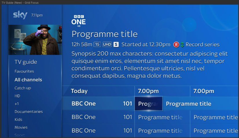 Tv Guide using the Sky Q Magnifier