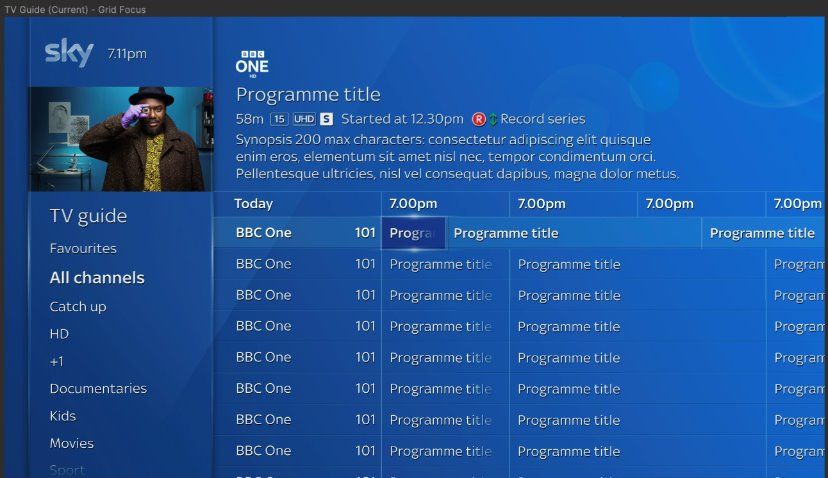 Tv Guide without using the Sky Q Magnifier