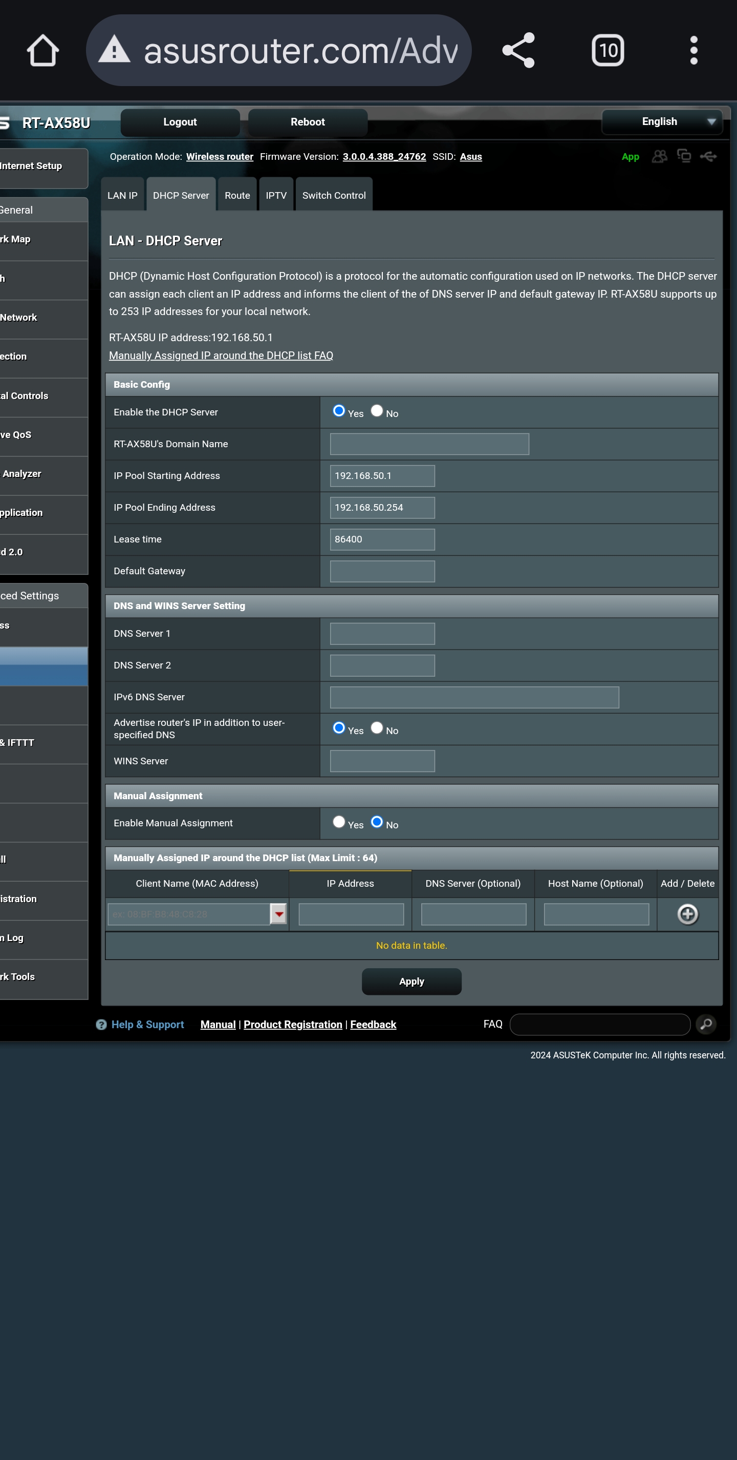 Asus rt-ax58u router connection errors. | Sky Community
