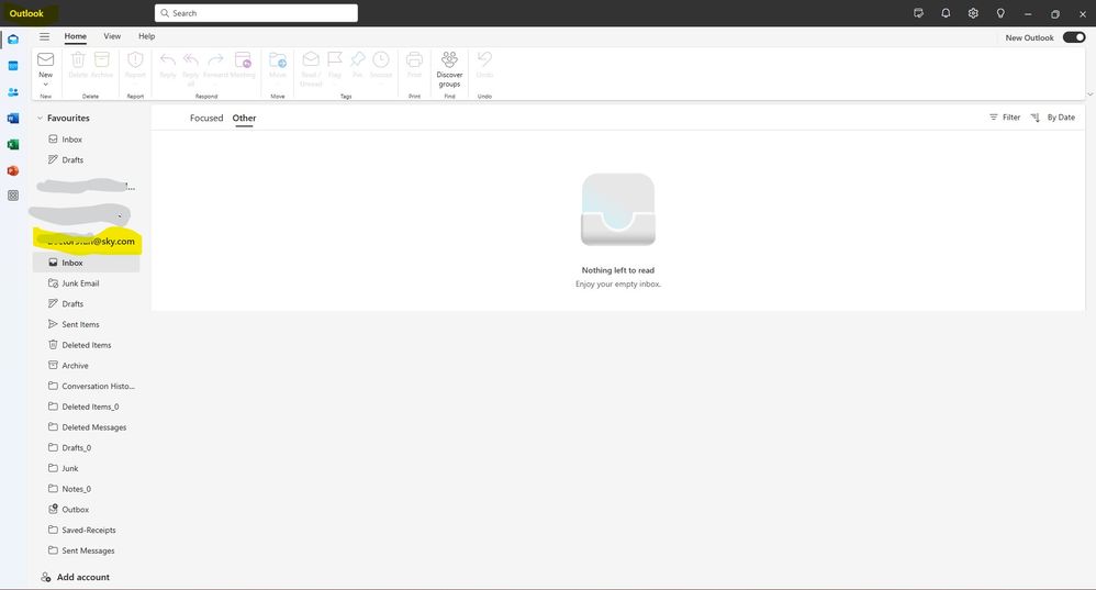 Sky email on Outlook.