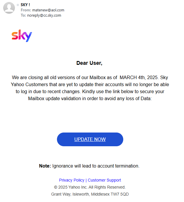 Answered: Update Scam? | Sky Community