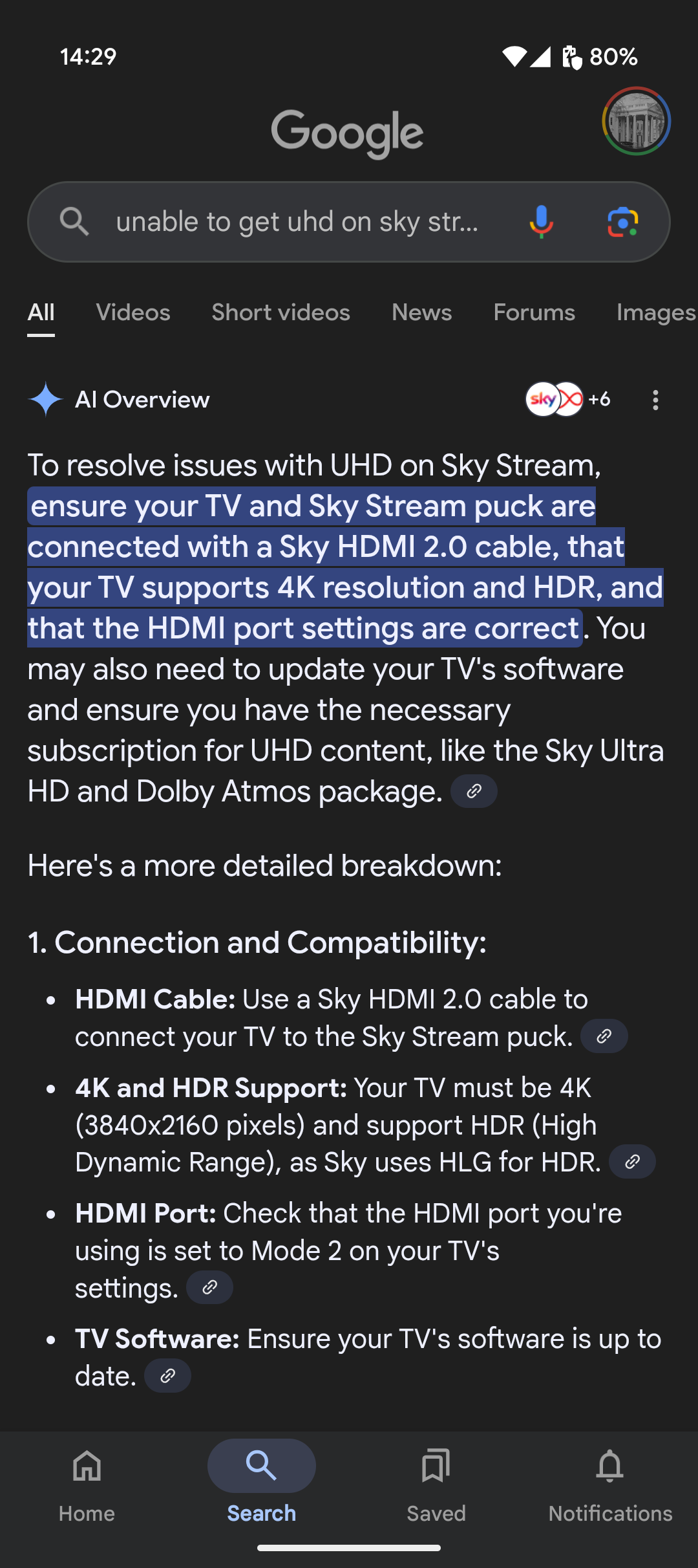 Re: Cannot get UHD after swapping to streaming | Sky Community
