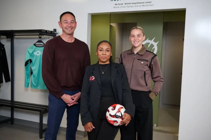 Jonathan Licht, Chief Sports Officer, Sky, Goals 4 Girls Founder & CEO Francesca Brown, and Arsenal and England forward Alessia Russo.