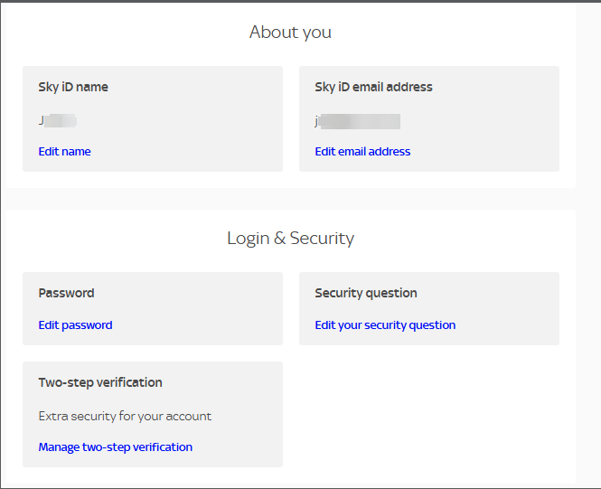 Changing Security Questions | Sky Community