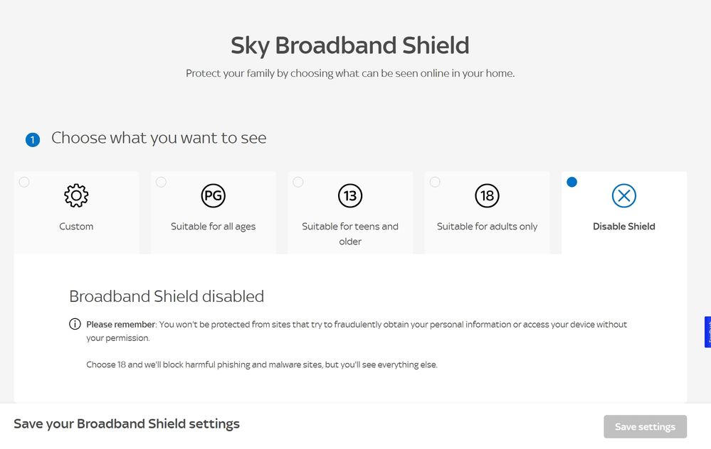 Selected Broadband Shield