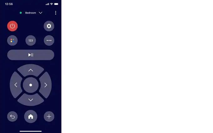 Sky Remote app remote control screen showing buttons.jfif