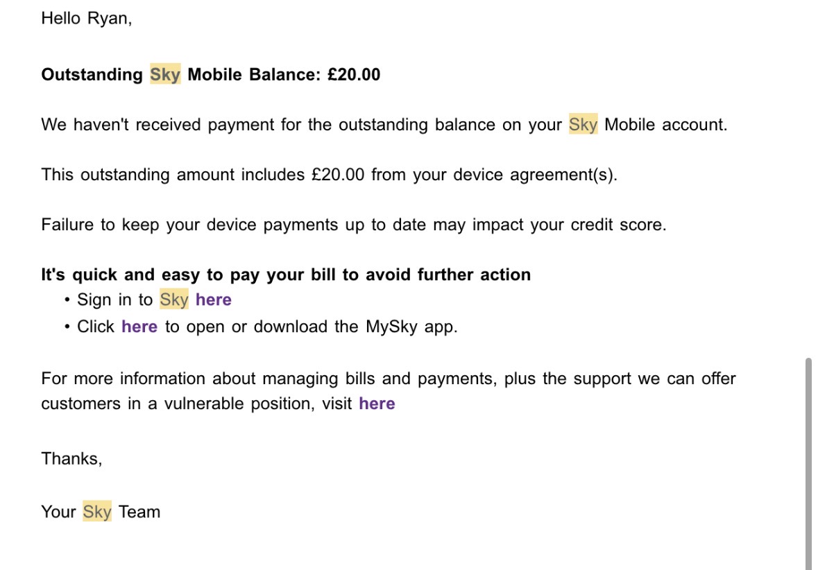 Sky payment failed | Sky Community