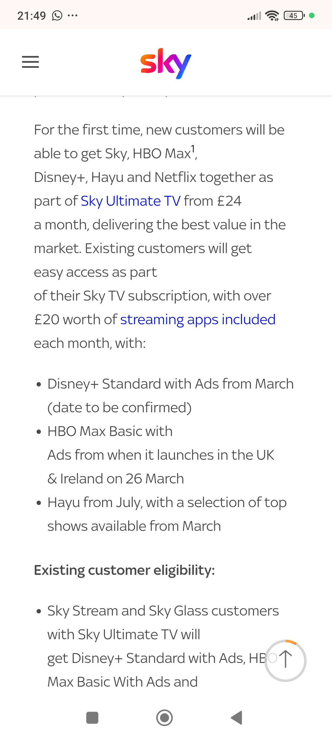 HAYU is included in my sky package | Sky Community