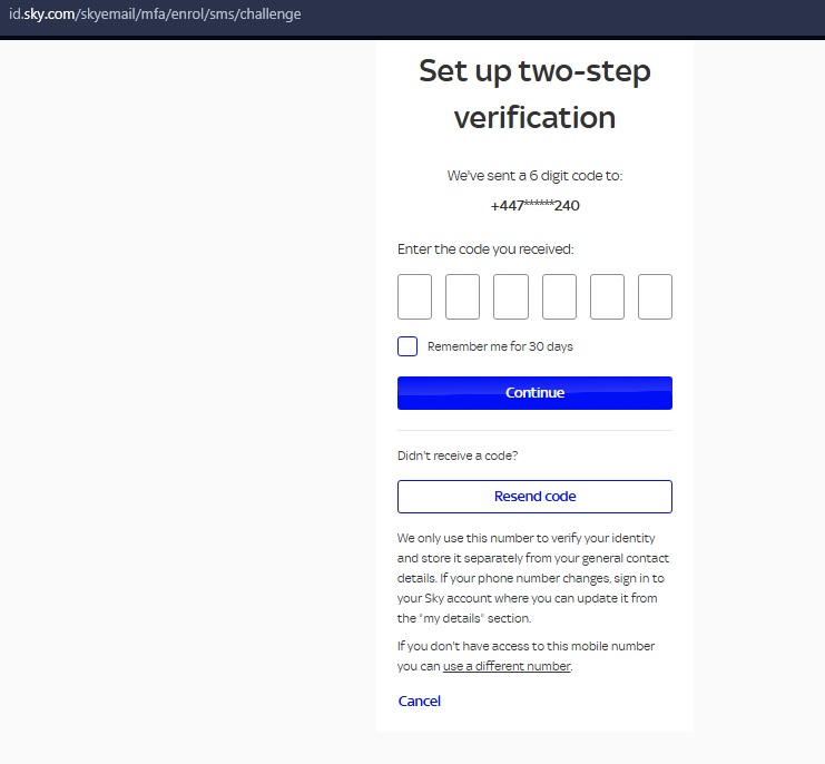 Two Step Verification | Sky Community