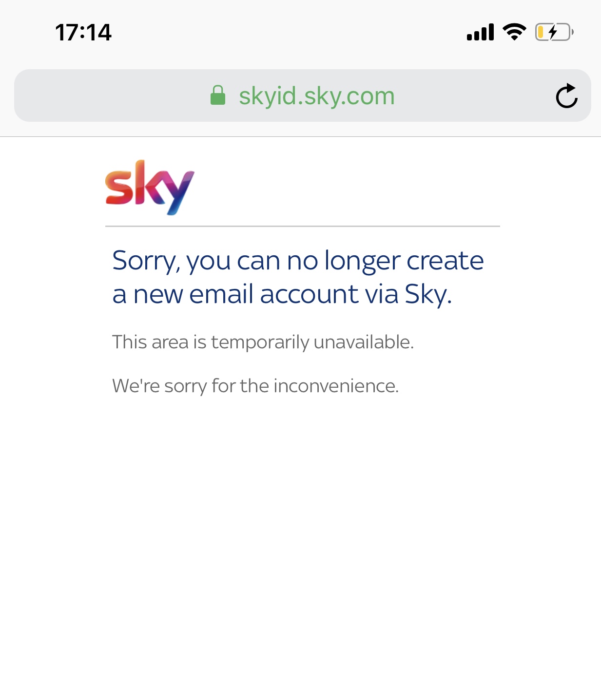 Answered Unable to access email account Sky Community
