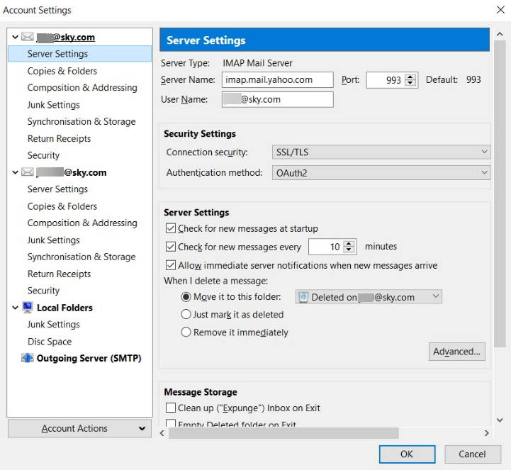 Tbird Server setting