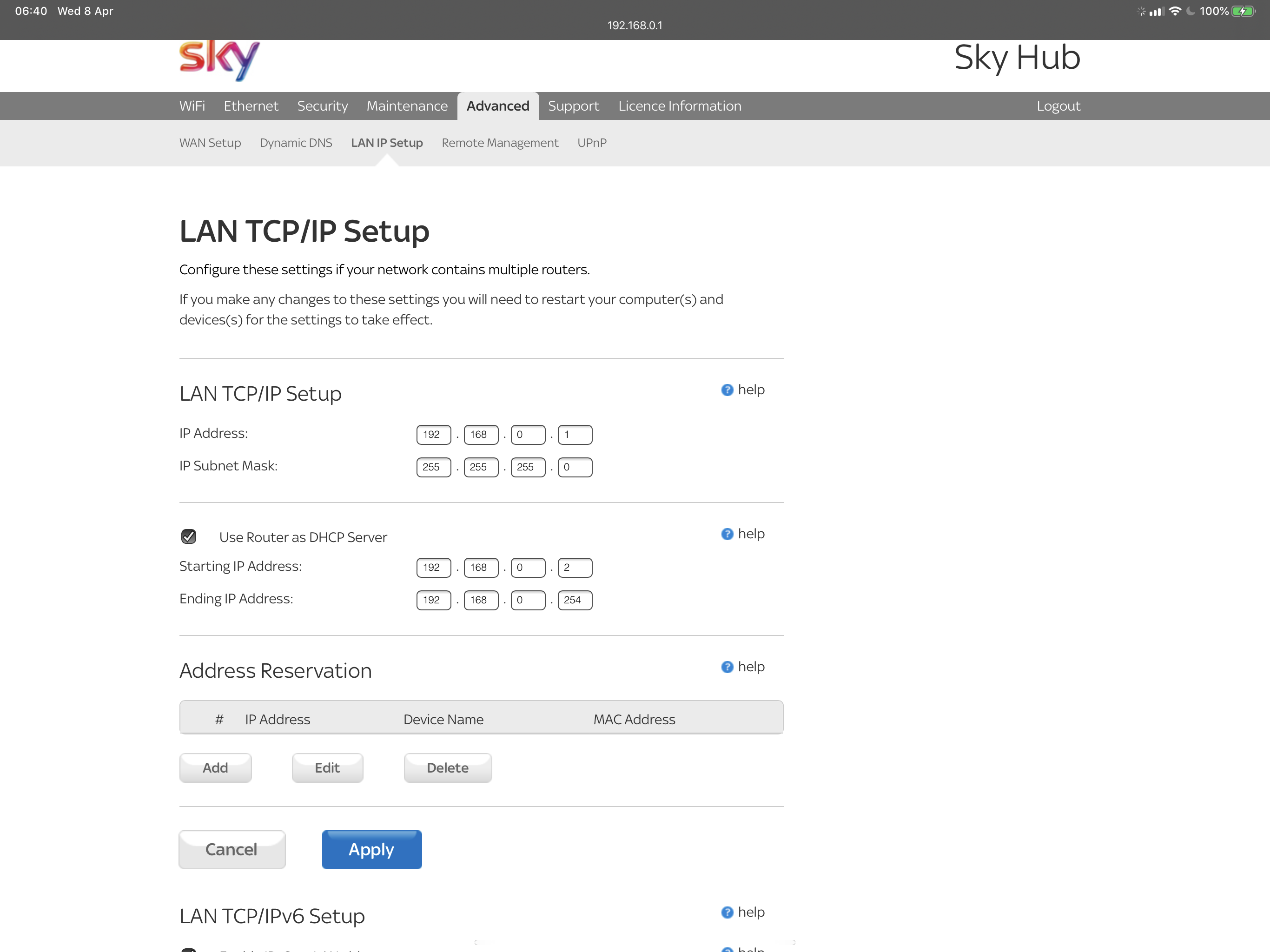 Devices missing IP address from Sky Broadband - Sky Community