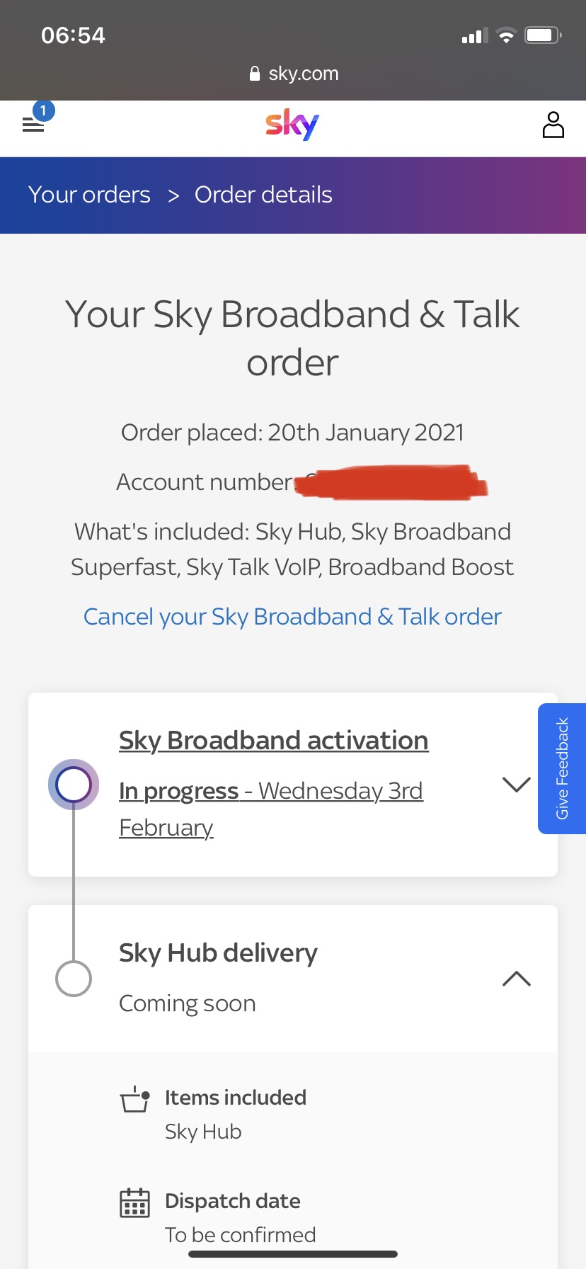 Activation date delayed Sky Community