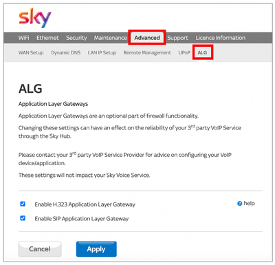 How to disable SIP ALG on your Sky Broadband Hub