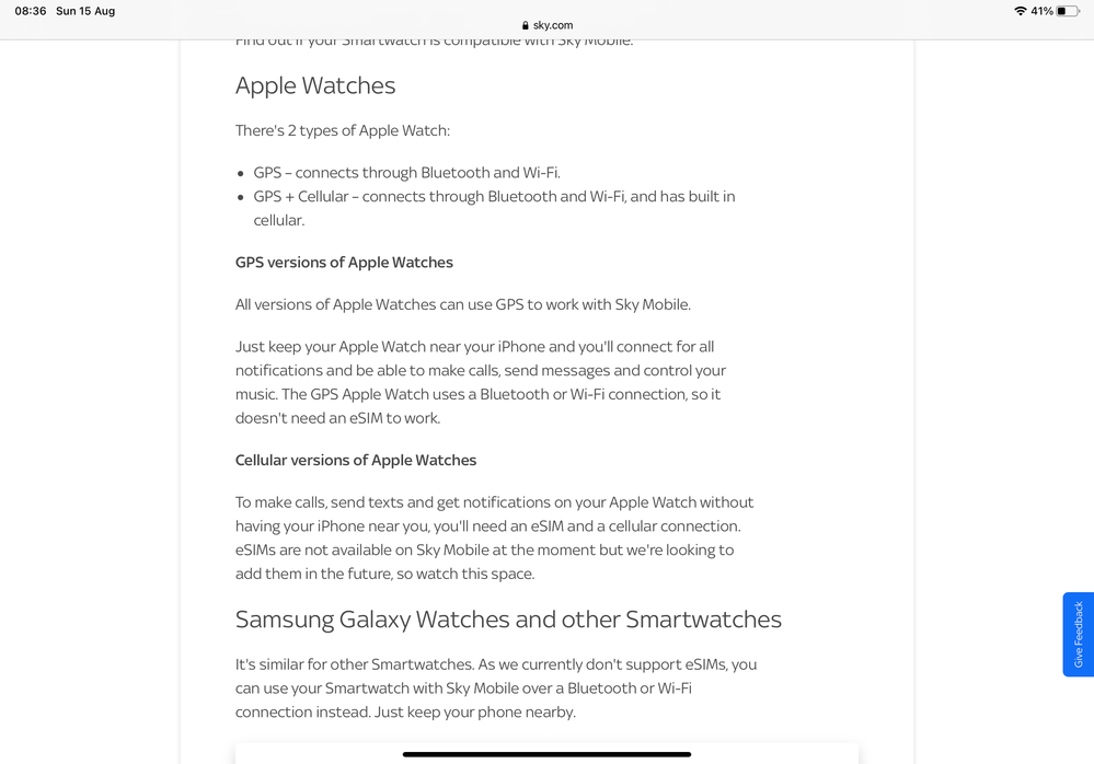 Sky mobile apple store watch cellular