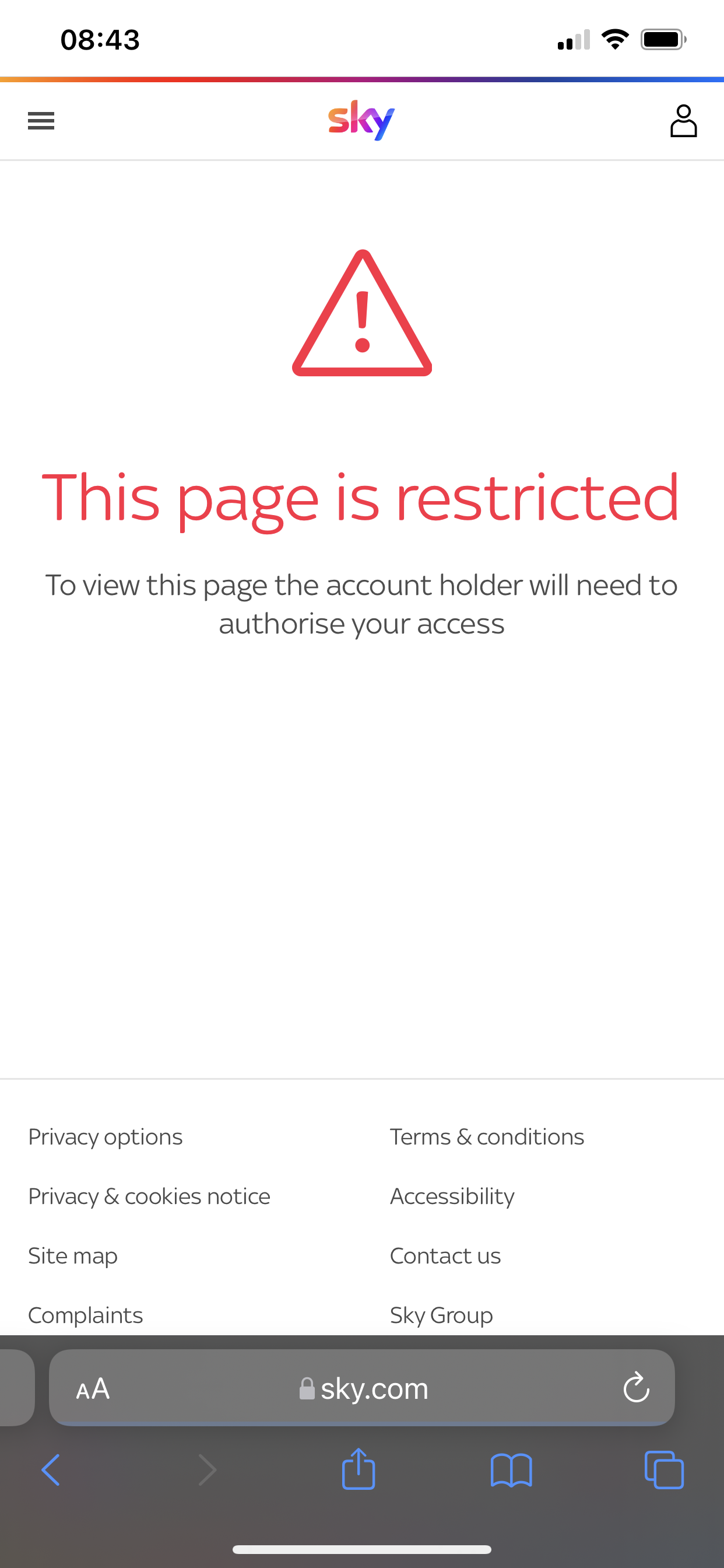 Help with sky mobile app Sky Community