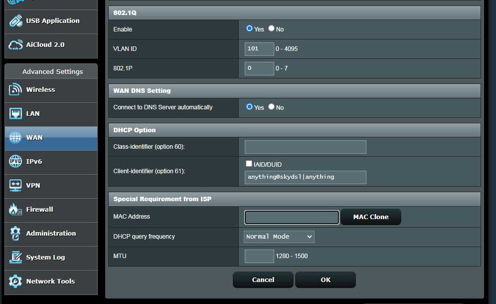 Asus Dsl-ac68u Do Not Connect To Sky Isp 