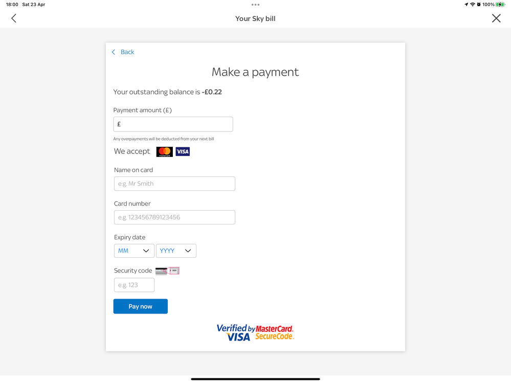 This is how make payments but no Apple Pay option