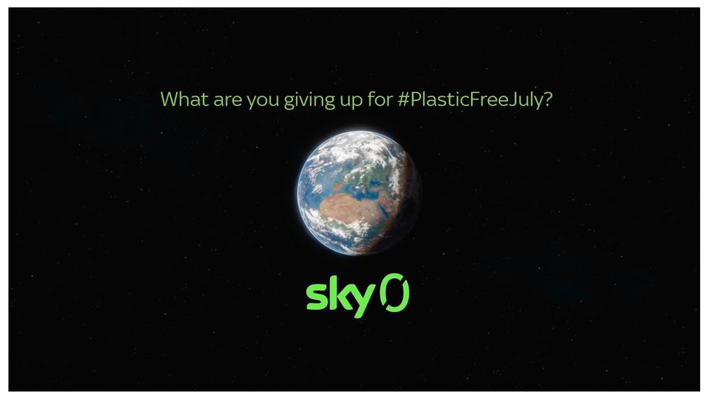 Alt Text: picture of planet Earth, with the caption: "What are you giving up for Plastic Free July"?