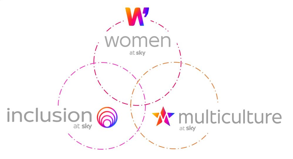 Alt Text: a Venn diagram that shows how three internal Sky Groups work together.