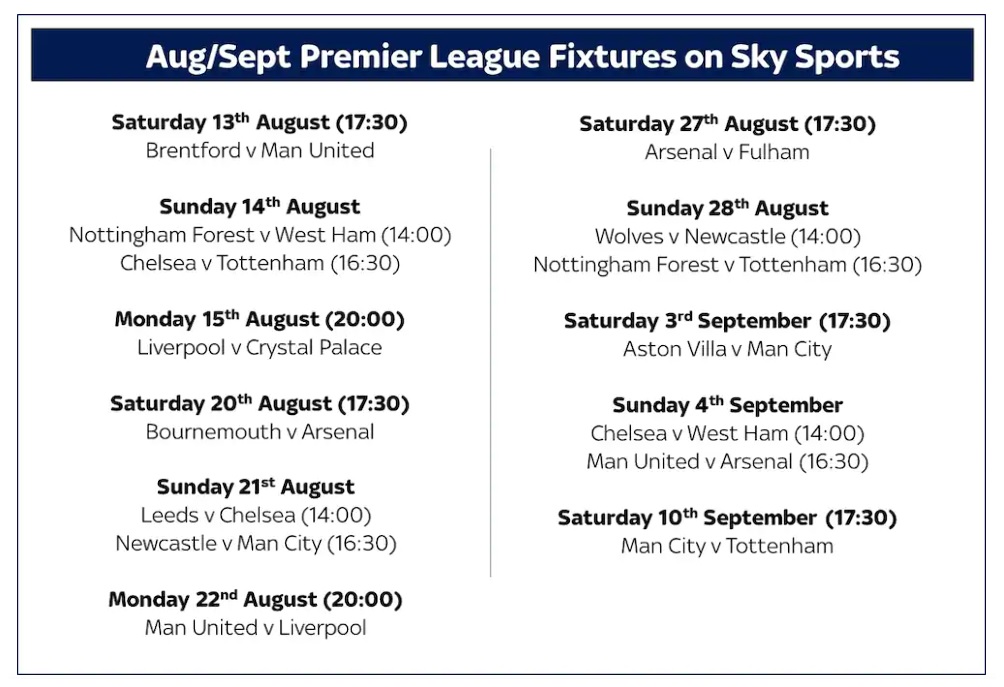 championship fixtures on sky tv