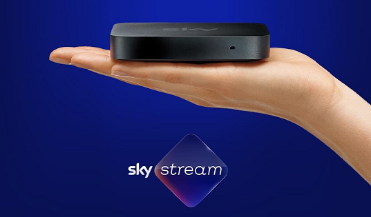 Alt Text: an image of the Sky Stream box, fitting into the palm of someone's hand!