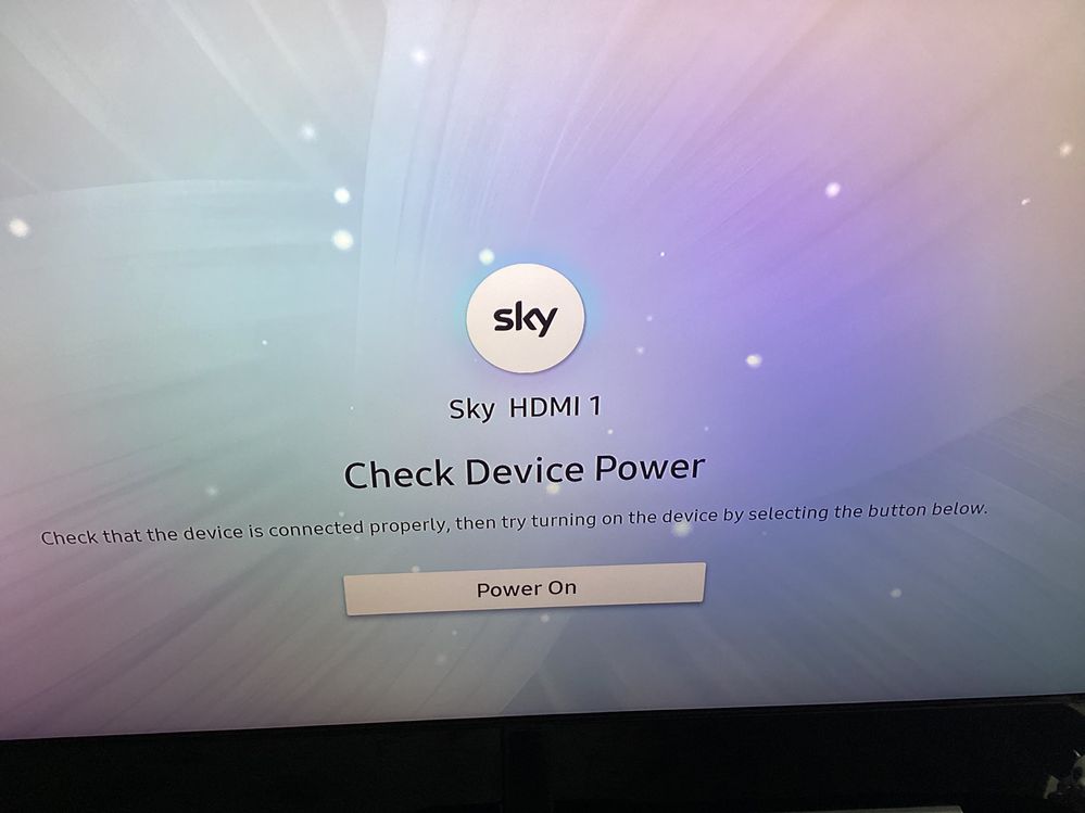 Answered On screen error message ‘check device power’ Sky Community