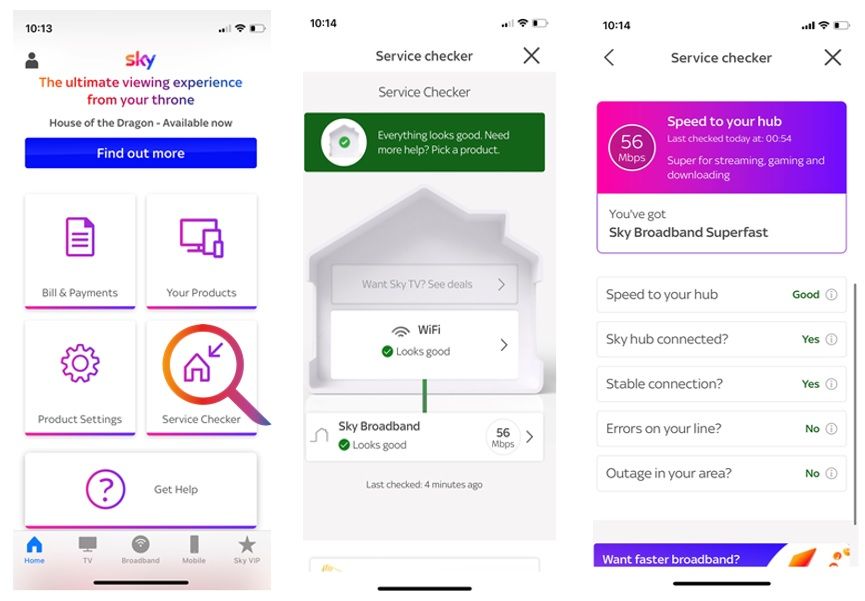 Sky Broadband Line Test Connection Wifi