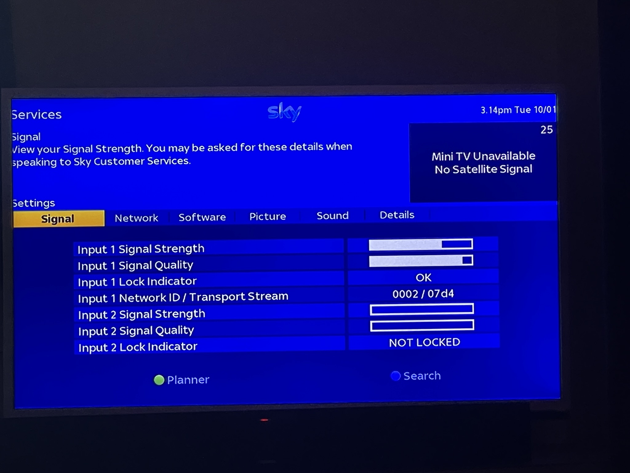 Sky+, no signal some channel, input 2 no signal st... Sky Community