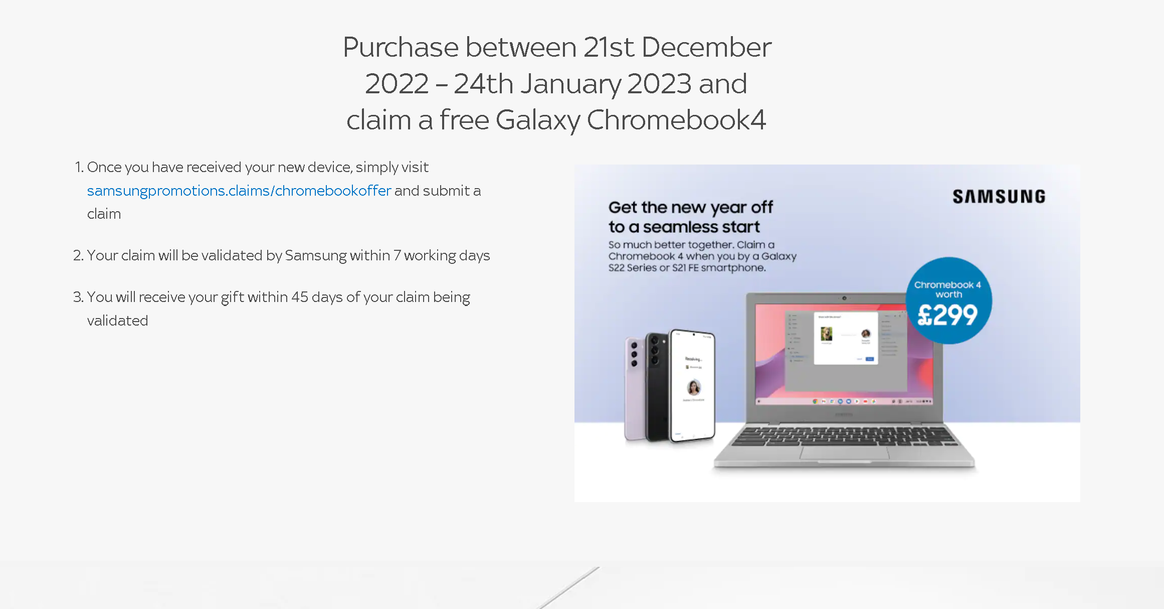 samsung promotions claims chromebook offer