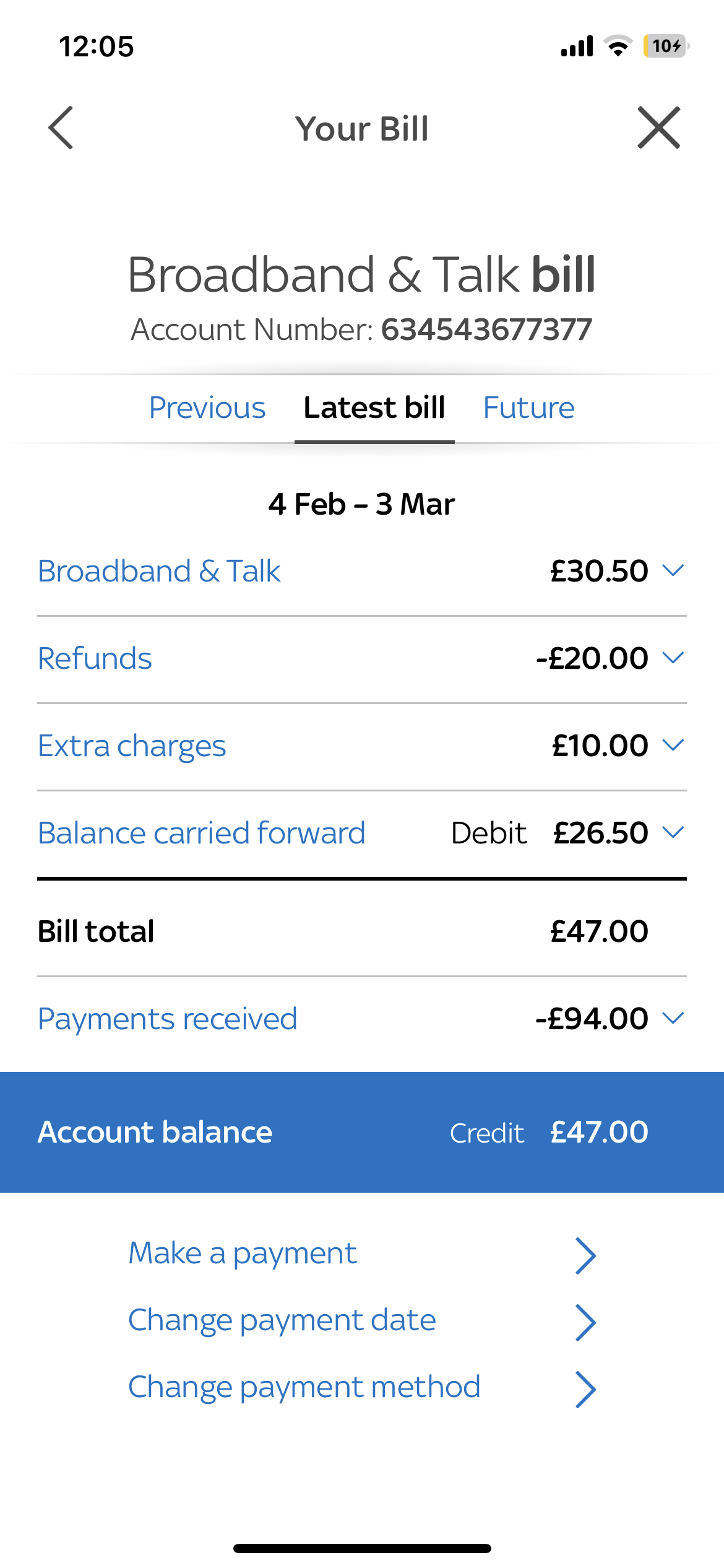 I paid my bill early and it says I’m -£ when I’m n... | Sky Community