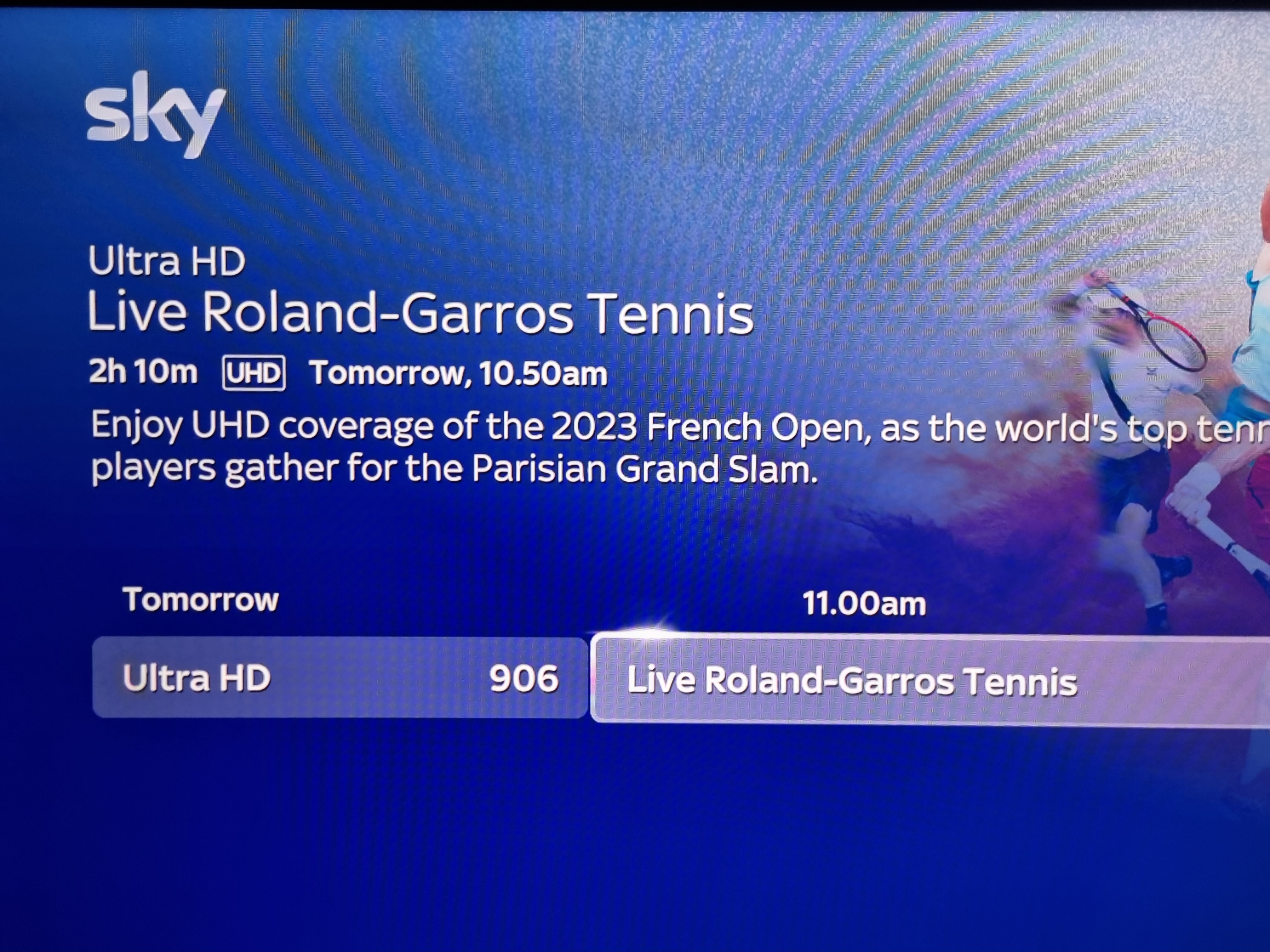 Answered Re Eurosport 4K during Roland Garros 23 Sky Community