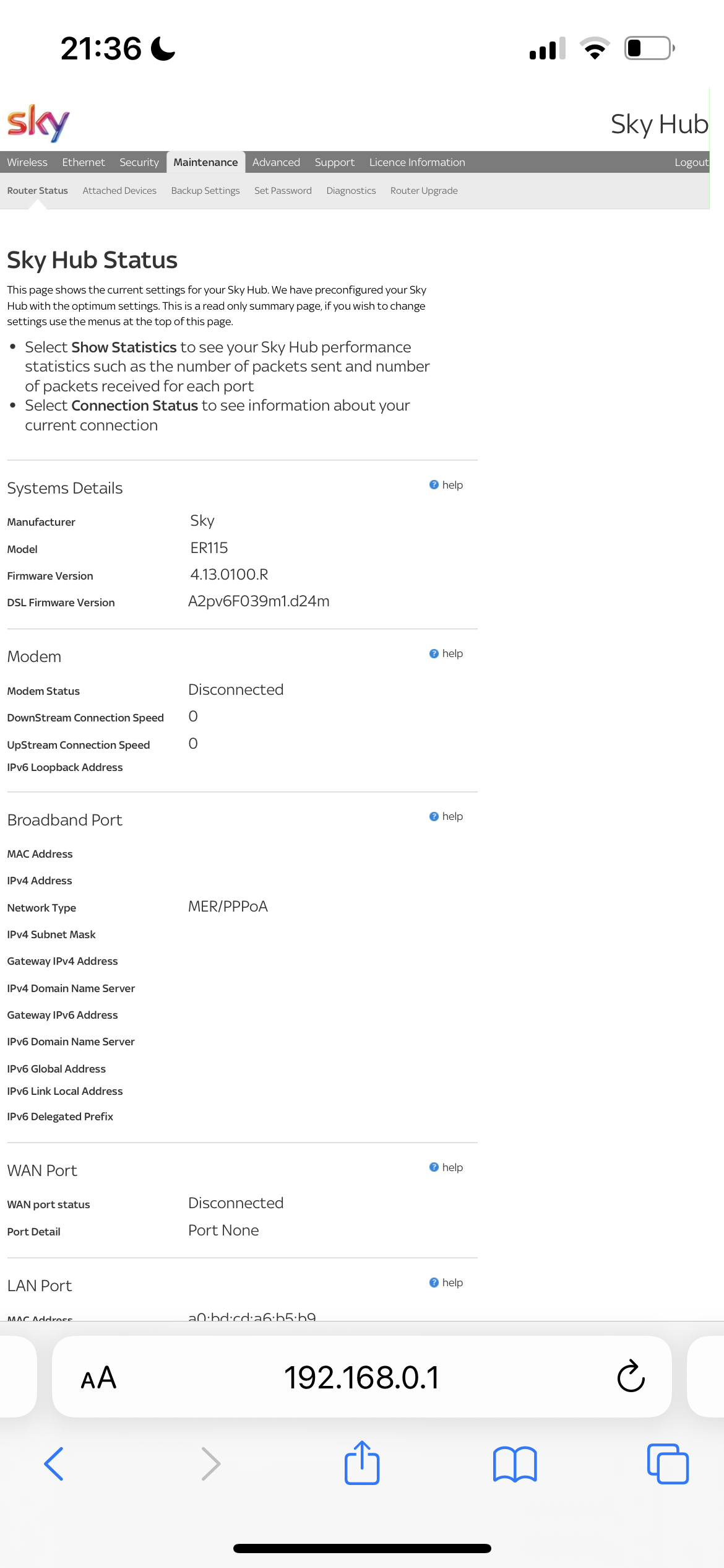 not working says DSL down Sky Community