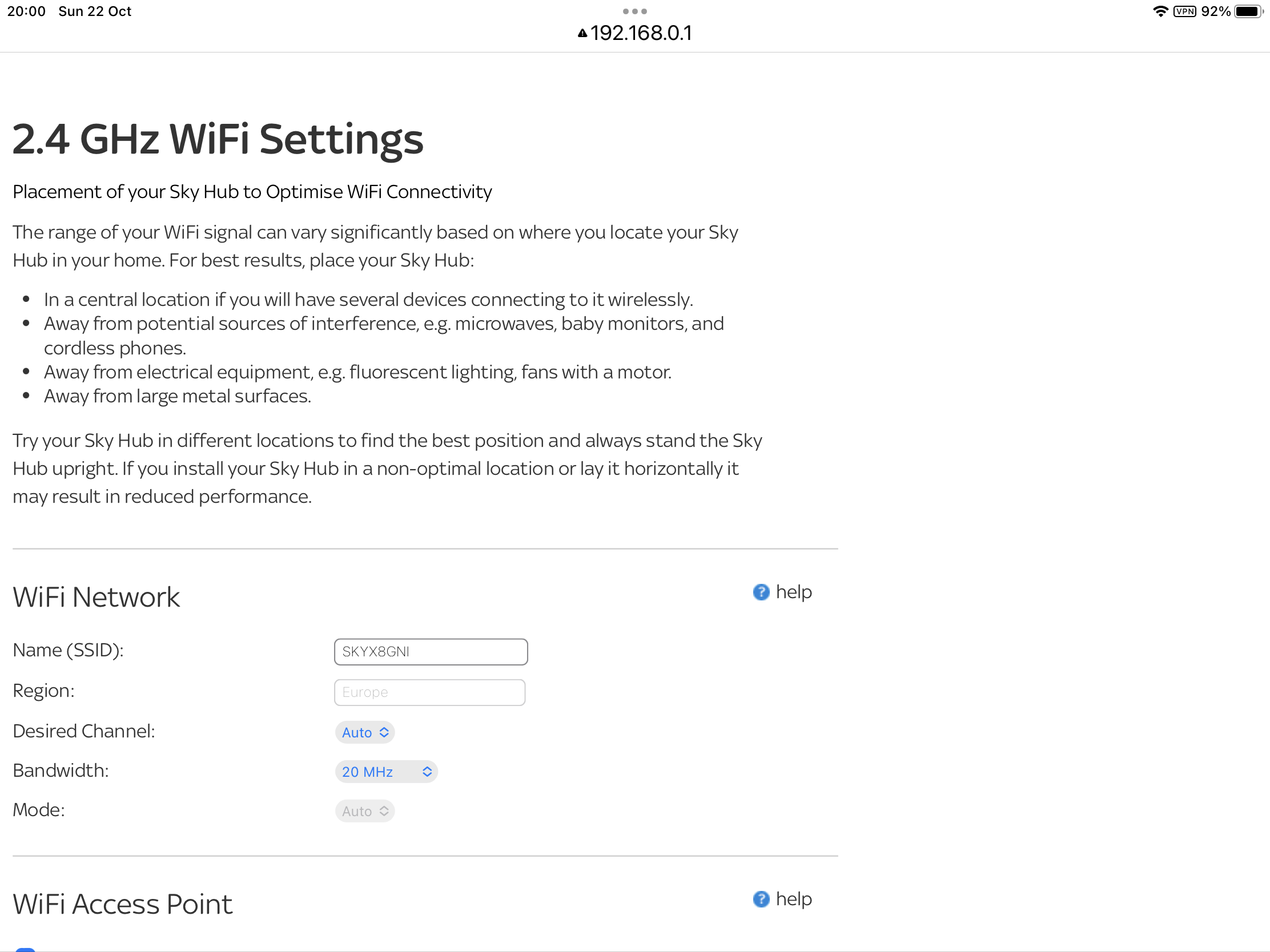 Answered: Splitting 2.4 and 5ghz | Sky Community