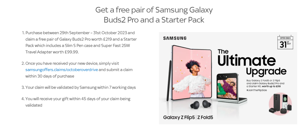 Answered How to claim samsung starter pack and earbuds Sky