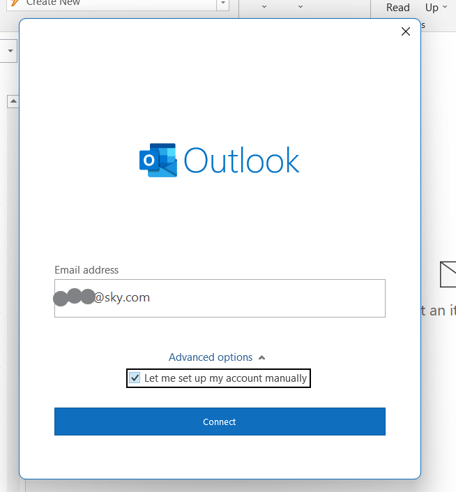Unable to set up email account outlook Sky Community