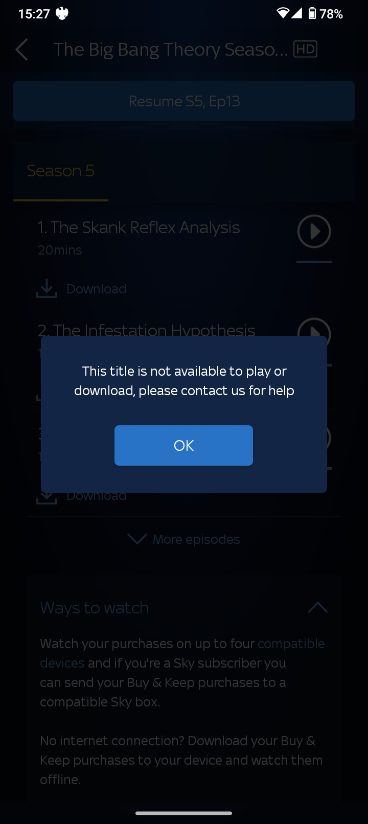 Sky Store TV Box Set Episodes not working Sky Community