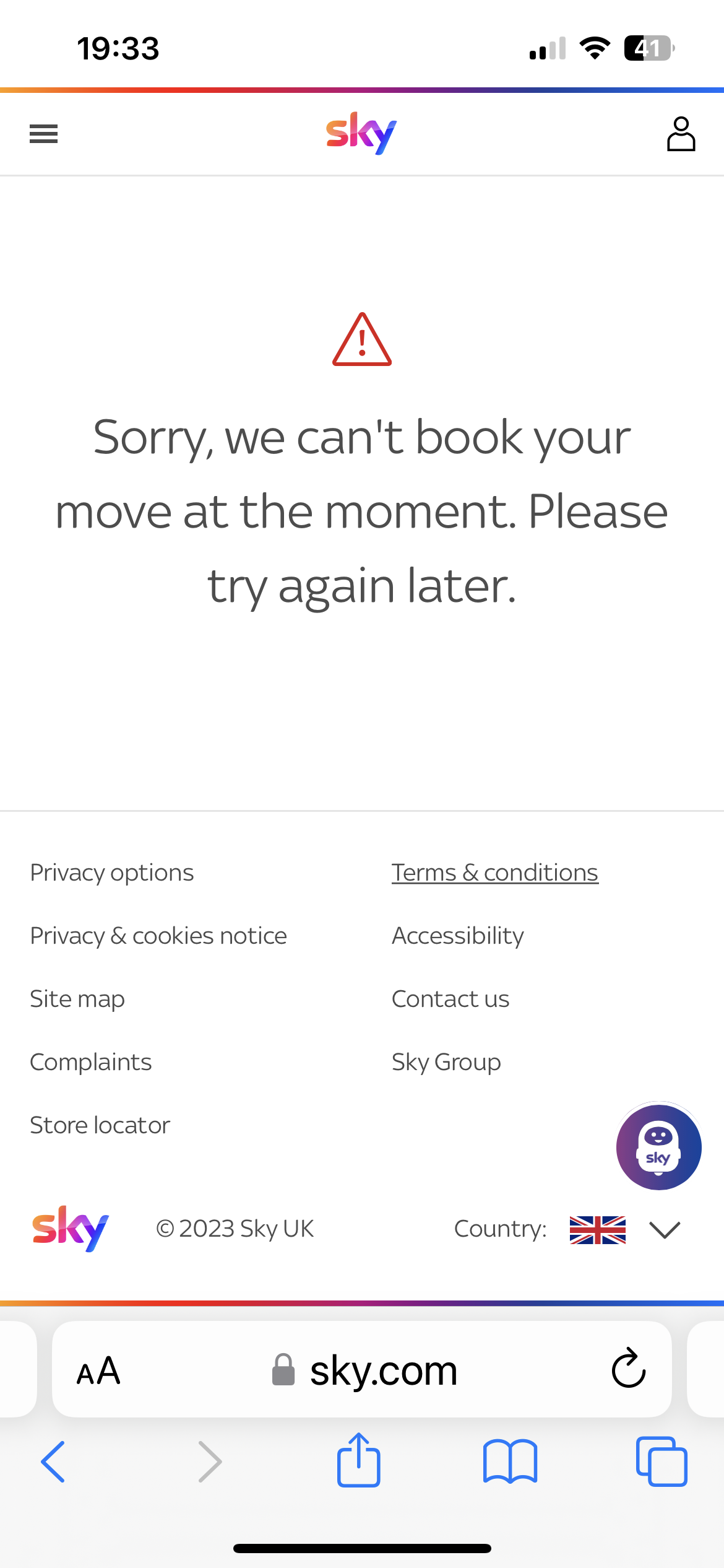 Moving home link not working? Sky Community