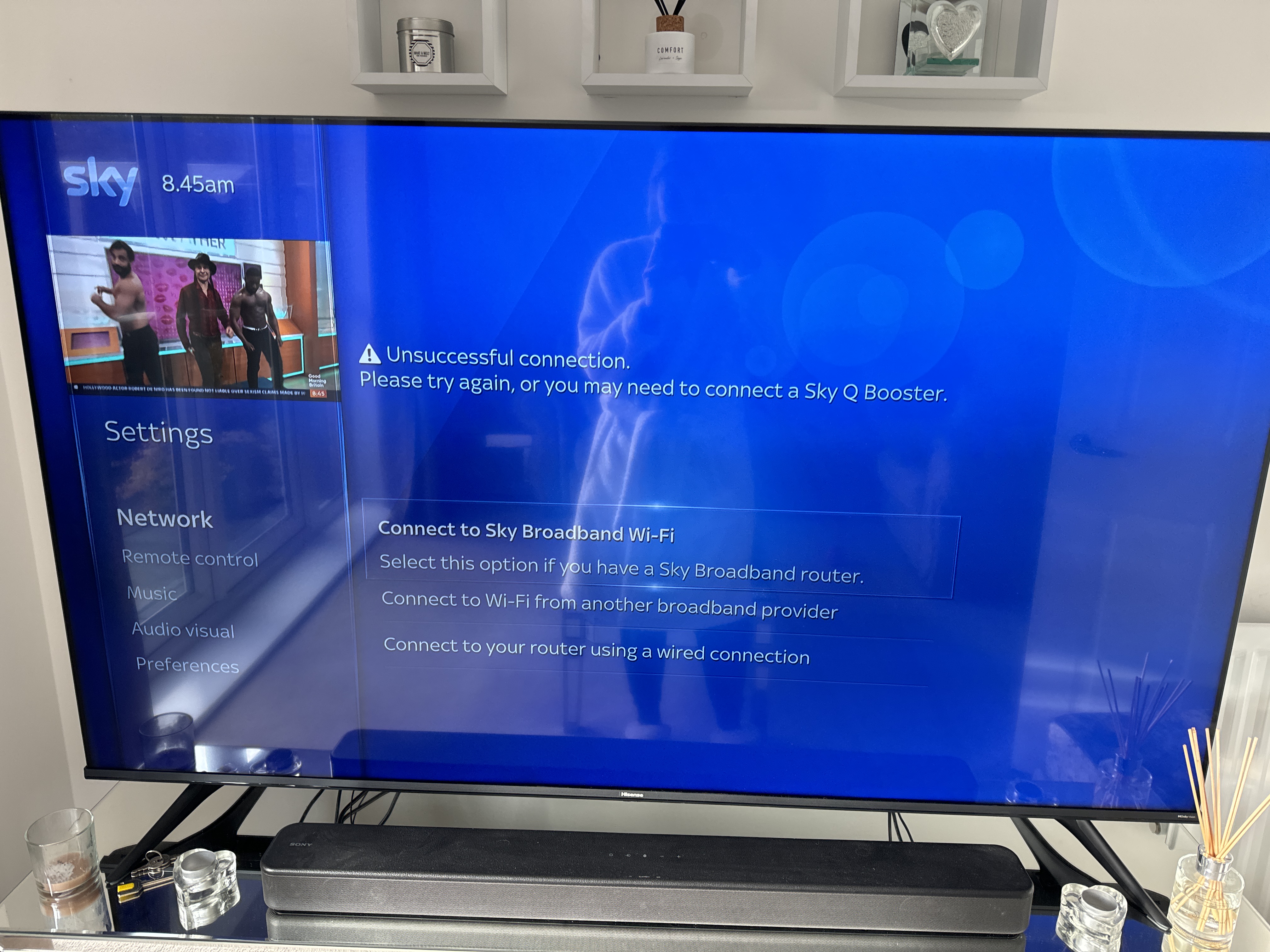 SKY Q BOX NOT CONNECTING TO INTERNET intelligence overview