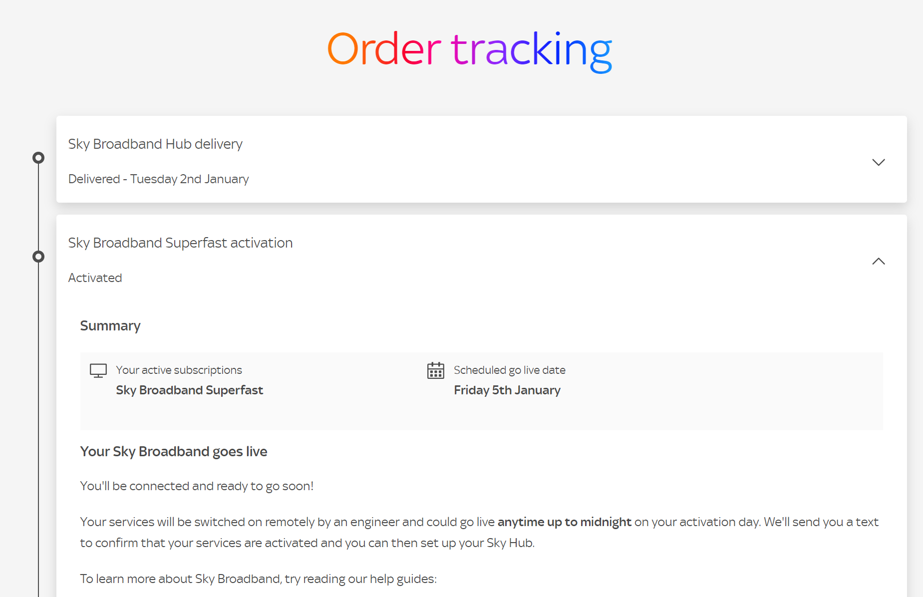Answered No on Activation Date Urgent Assistance... Sky