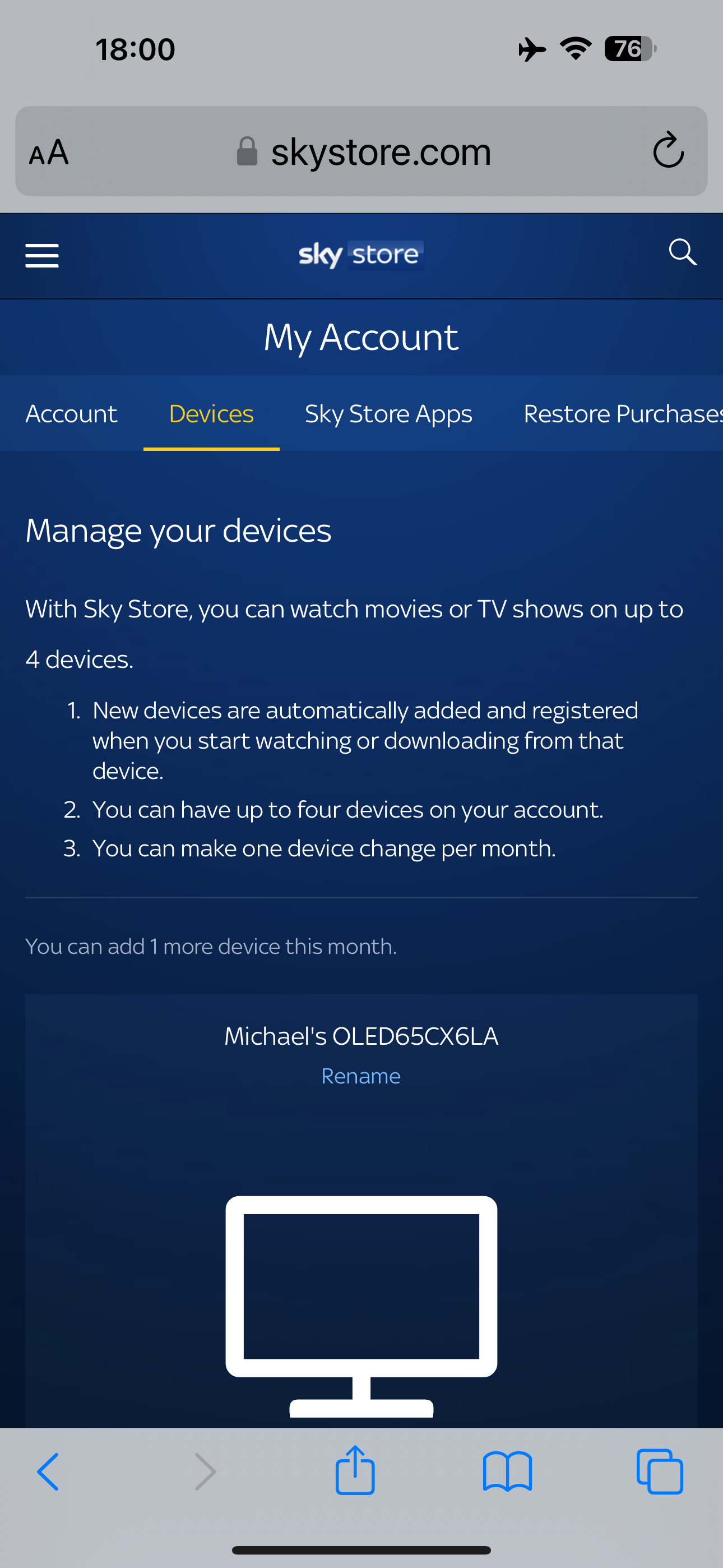Sky store registered devices | Sky Community