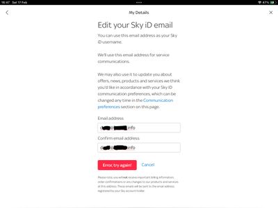 how to change your sky id email address