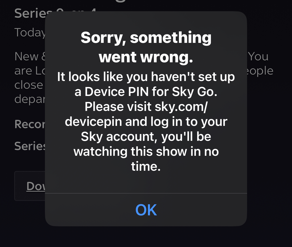 Sky Go asking for device pin | Sky Community